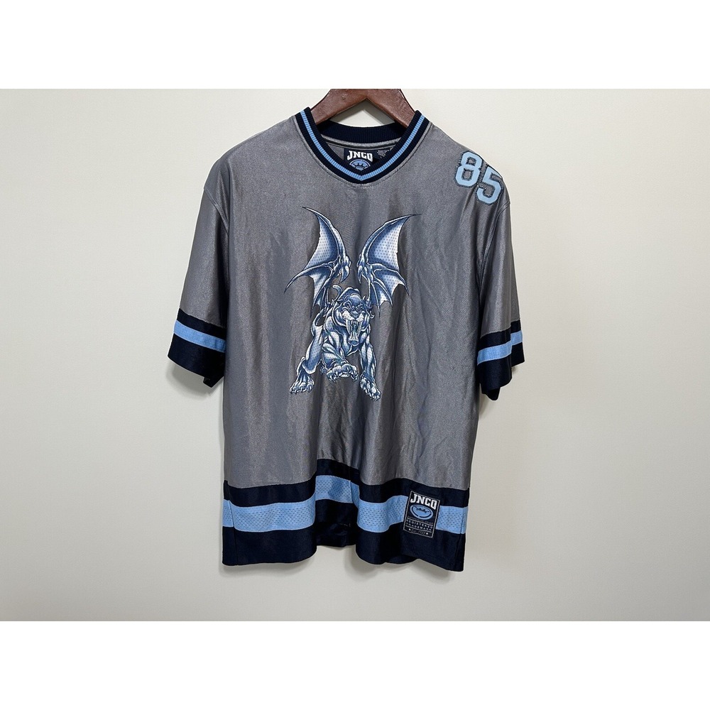 Vintage JNCO Jersey Tiger Griffin Size L Mens Short Sleeve Shirt Y2K Skater Gray